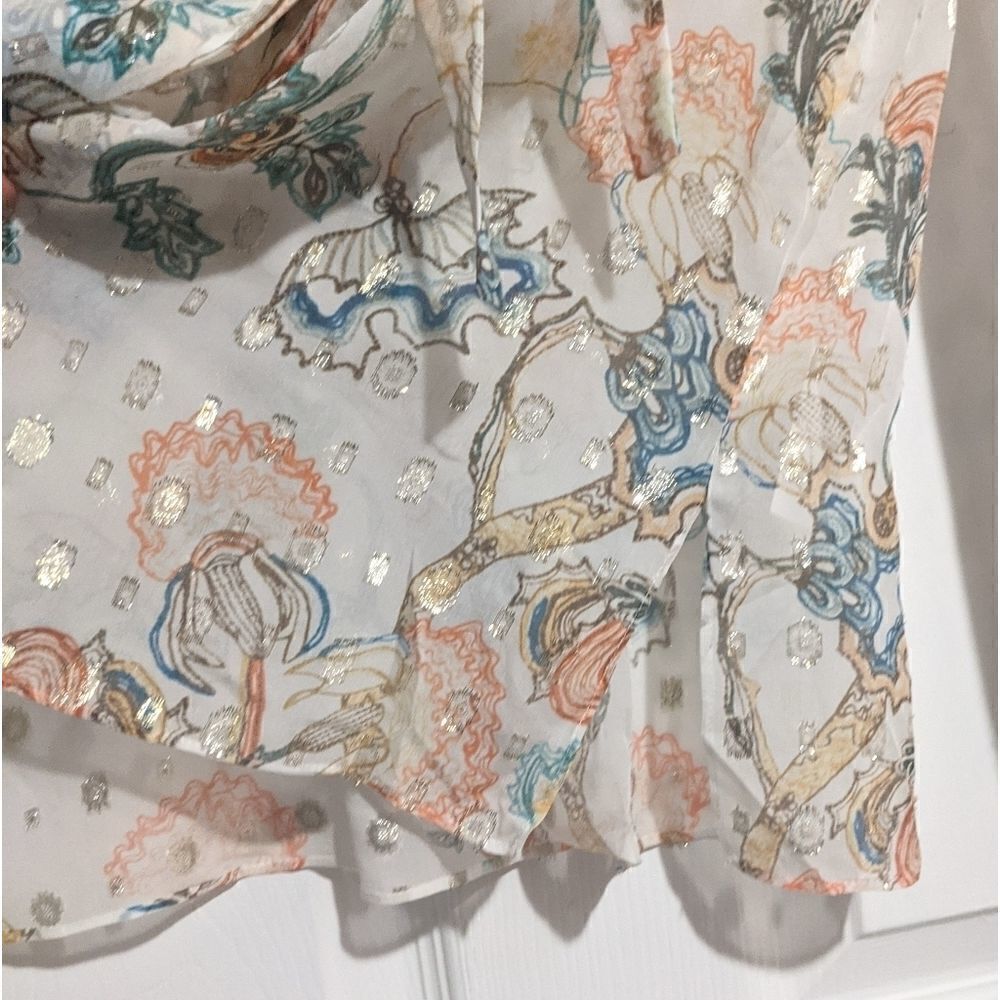 Chloe Floral Printed Blouse in Silk Lurex - Picture 10 of 16